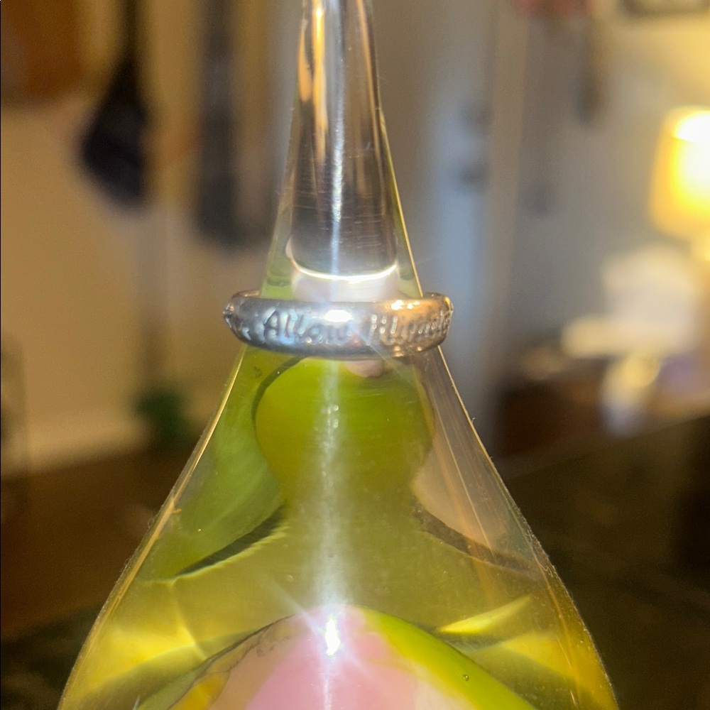 Sterling Silver Ring with Engraved Script